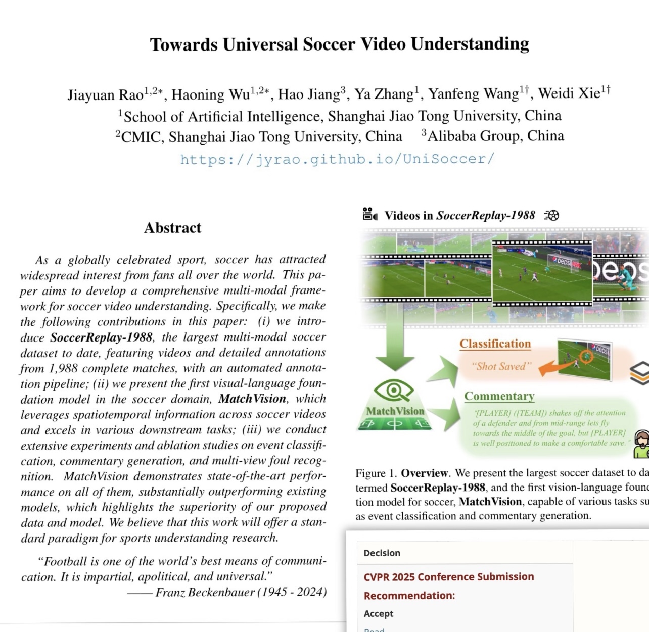 UniSoccer paper preview